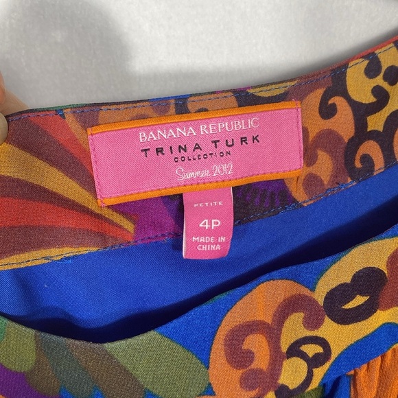 Trina Turk Banana Republic Multicolor One-Shoulder Dress size 4P - Picture 5 of 16